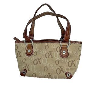 XOXO Tan  w/ Brown Strap Signature Small Shoulder Bag Purse Lined Zip Pocket